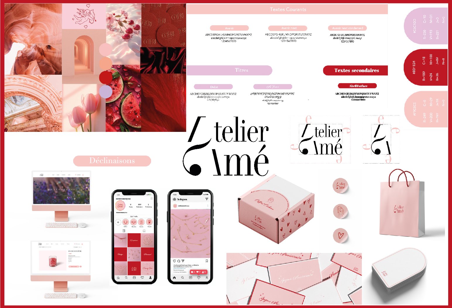 moodboard représentant la charte graphique pour la marque atelier amé PORTFOLIO