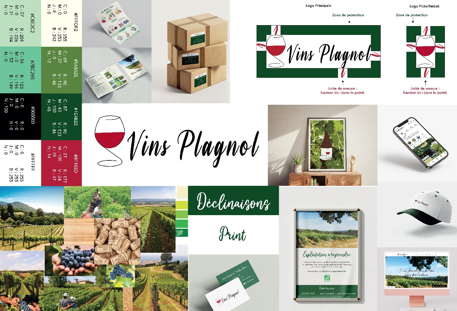 moodboard représentant la charte graphique du Domaine Vins Plagnol PORTFOLIO
