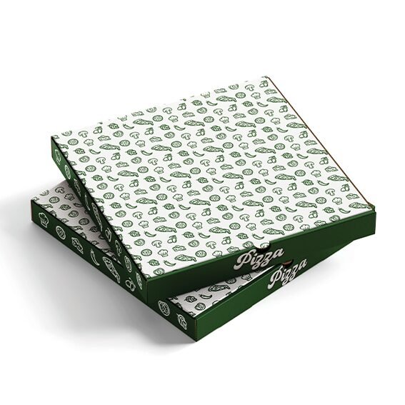 Packagings boite de pizza mock up vert