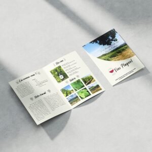 Mock up d'un dépliant de présentation pour le vignoble Vins Plagnol (Brochures)