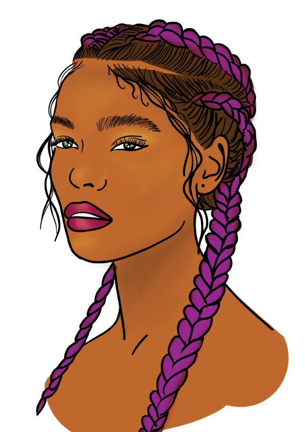 portrait femme tresses Illustrations